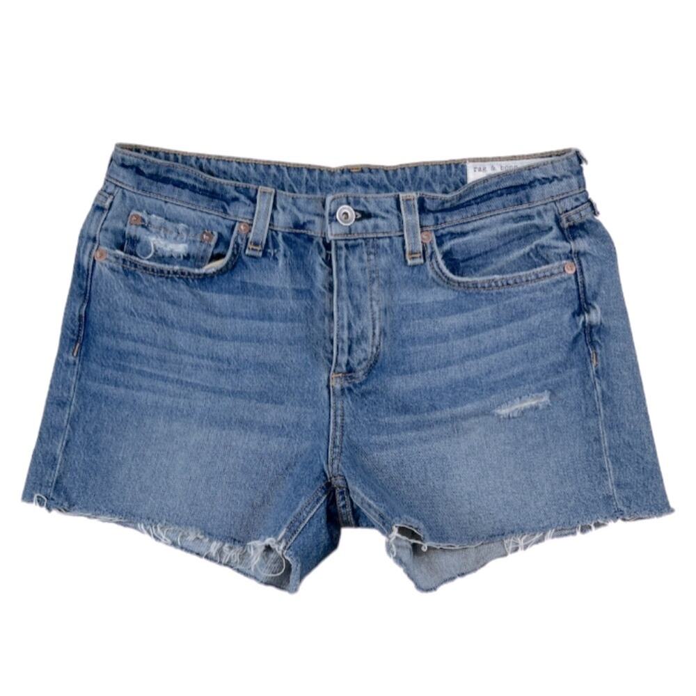 Rag & Bone Blue Distressed 100 Cotton Low Rise Denim Jean Shorts | Size 26